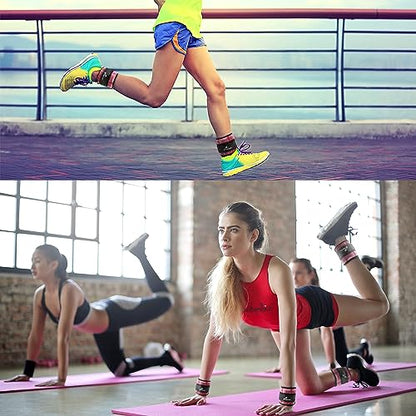 Sportneer Adjustable Ankle Weights Set - 1 Pair (2-10 lbs) Removable Sandbags for Women & Men, Comfortable Neoprene Leg Weights for Walking, Running, Pilates, Yoga, Home Workout & Physical Therapy, Rosy Melon, 5 lbs x 2)