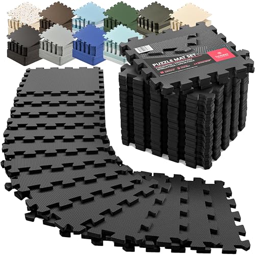 bemaxx Gym Mats Set - EVA Interlocking Foam Floor Tiles Workout Mat Puzzle - color: Anthracite, size: 18 Tiles | 18 sq ft