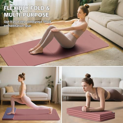 7-Fold Yoga Mat 70"x24" - 1/2 Inch Thick Folding Exercise Mat, Compact Non-Slip TPE Mat for Travel, Storage, Yoga & Home Gym, Lightweight & Portable