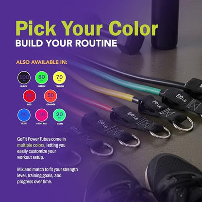 GoFit Resistance Training Power Tubes - color: Yellow, size: 70-Pound