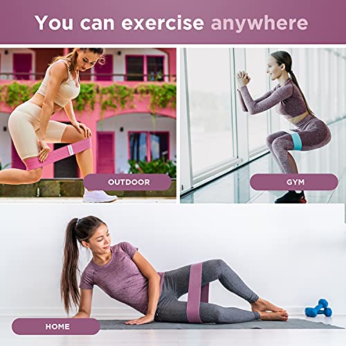 Resistance Non Slip Fabric Booty Bands Set of 3 for Legs and Butt Workouts. - Durable Booty Bands for Women - Resistance Loops for Men - Multi-Purpose Fitness Bands for Glute, Thigh and Legs