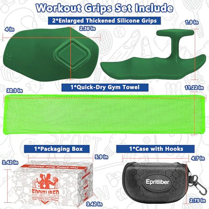 Large Anti-Slip Gym Workout Grips for WeightLifting,Silicone Hand Protector - color: Green
