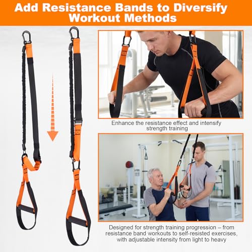 WELSPO Home Resistance Training Kit with 2 Resistance Bands, Exercise Guide & Door Anchor-350lb Capacity Nylon Bodyweight Straps for Full Body Workout, Strength Training & Travel Fitness