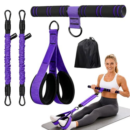 Upgraded Pedal Resistance Band with Handle, Protective Nylon Sleeves & Adjustable 30/60LBS, Sit-up Workout Equipment for Core/ABS, Waist, Arm, Leg, Portable Home Gym for Men & Women Body Shaping