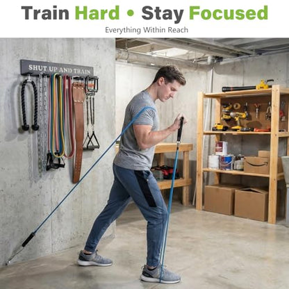 Home Gym Accessories Organization Storage Rack Equipment For Home 8 Hook Wall Hanger Display Gear Barbells Resistance Bands Jump Ropes Lifting Belt Hanger Accessories Hardware Included