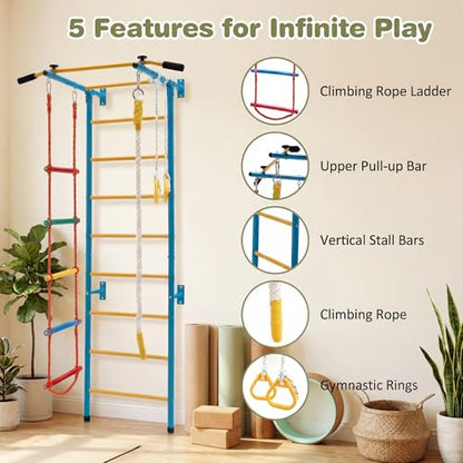 GLACER 5 in 1 Swedish Ladder, Indoor Jungle Gym with Pull Up Bar - style: 5 In 1