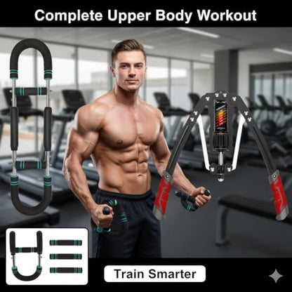 Hydraulic Twister Arm Trainer Chest Workout Duo Set – Adjustable Resistance 22/60 - 440 lbs, Home Gym Full Upper-Body Workout Strength Training – Portable Arm, Chest & Shoulder Workout at Home Gym