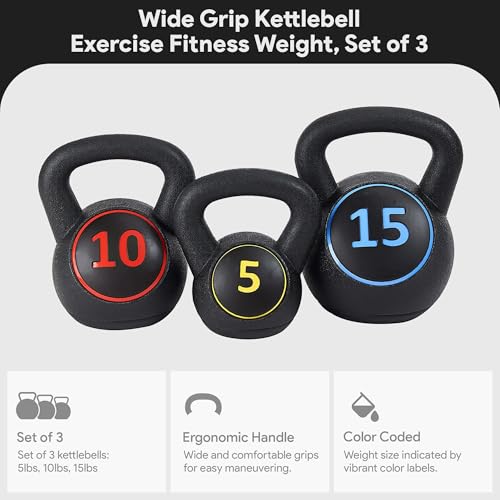 BalanceFrom Kettlebell Sets 30lbs, 45lbs, 50lbs, 75lbs 3 or 4 Piece Strength Training Kettlebells Weight Set, Multiple Sizes - style: 30 lbs Set