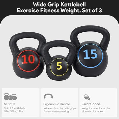 BalanceFrom Kettlebell Sets 30lbs, 45lbs, 50lbs, 75lbs 3 or 4 Piece Strength Training Kettlebells Weight Set, Multiple Sizes - style: 30 lbs Set