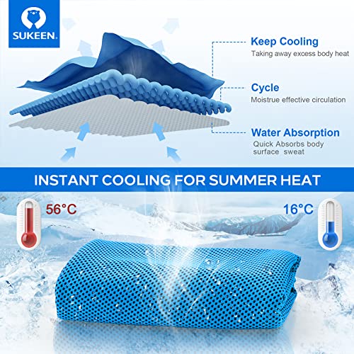Sukeen 4 Pack Cooling Towels (40"x 12"), Cooling Neck Wraps, Soft Ice Towel - color: Grey/Grey/Blue/Blue