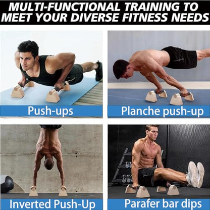 Wooden Fitness Equipment - Portable Home Calisthenics Equipment, Universal from Beginner to Advanced, Men's Inverted and Push Up Handle ﻿