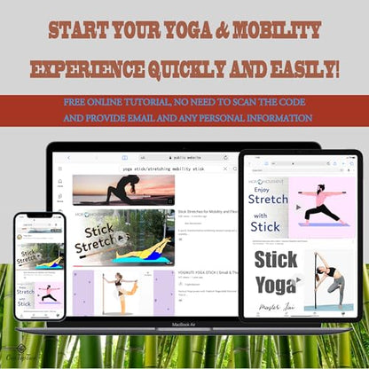5ft Yoga Stick from Natural Bamboo with Non-Slip Handle-Stretching Stick for Mobility, Flexibility,Exercise,Workout, Physical Therapy,Pilates,Balance Fitness-Access Online Video Guide Without Any Info - color: Black Ends5ft