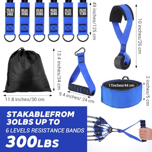 Heavy Resistance Bands for Working Out, 300lbs Exercise Bands with Handles, Workout Bands with Handles, Fitness Weight Bands for Men Muscle Strength Training Stretching Yoga