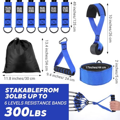 Heavy Resistance Bands for Working Out, 300lbs Exercise Bands with Handles, Workout Bands with Handles, Fitness Weight Bands for Men Muscle Strength Training Stretching Yoga