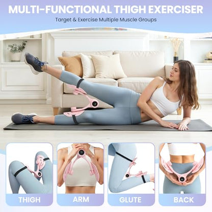 Thigh Exerciser Trainer, 360°Adjustable Pelvic Floor Muscle Exerciser with LED Display, Inner Thigh Exerciser for Women, Thigh Workout Equipment for Hip, Leg, Arm