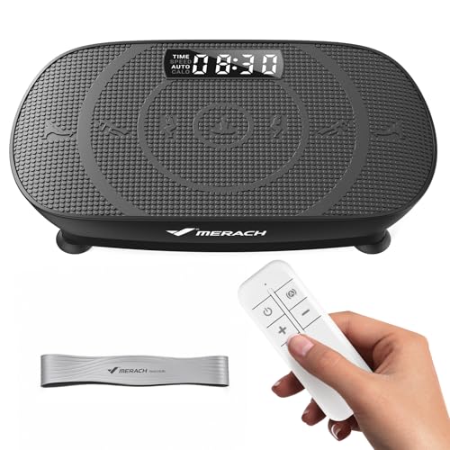 MERACH Vibration Plate Exercise Machine, Curved Vibration Plate for Lymphatic Drainage Weight Loss, Vibrating Plate with Real-Time Calorie Tracking on LED Display, Workout Equipment for Home Women Men - color: Black
