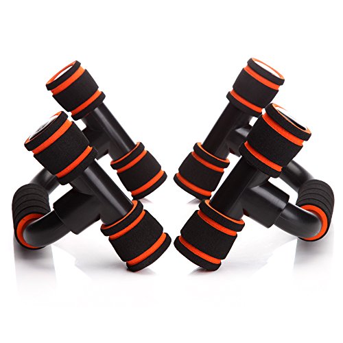 READAEER Push Up Bars Gym Exercise Equipment Fitness 1 Pair Pushup Handles with Cushioned Foam Grip and Non-Slip Sturdy Structure Push Up Bars for Men & Women - color: Orange