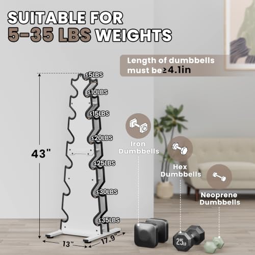 Dumbbell Rack Stand Only, 7-Tier | 5-Tier | 3-Tier Weight Rack for Dumbbell - color: White, size: 7 Tier