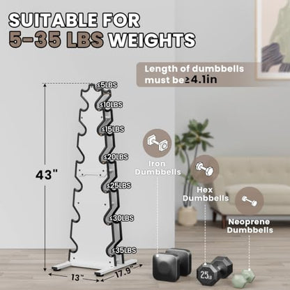 Dumbbell Rack Stand Only, 7-Tier | 5-Tier | 3-Tier Weight Rack for Dumbbell - color: White, size: 7 Tier