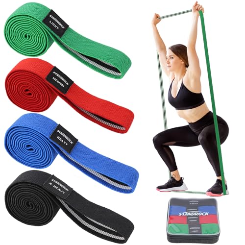 Fabric Resistance Bands for Working Out, 3 and 4 Levels Booty Bands Long Resistance Bands for Women and Men | Elastic Bands for Exercise Bands Resistance Workout Bands Resistance - color: Green,Red,Blue,Black(4pcs long)