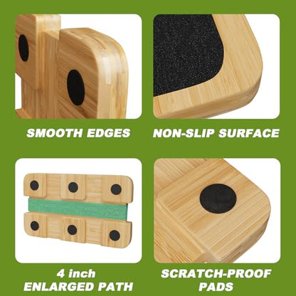 Resistance Band Foot Plate - Heavy-Duty Bamboo Fitness Board for Resistance Band Training Platform, Stretching, Balance & Flexibility Exercise for Home Gym, Non-Slip, 1000 lbs Capacity