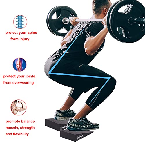 Squat Wedge Block Non-Slip Slant Board Calf Stretcher, 2pcs Ankle Knee Leg Stretcher, Heavy Duty Incline Ramp for Heel Elevated Squat, ATG Split Squat, deadlift, Lunge, Yoga, Pilates, Physical Therapy