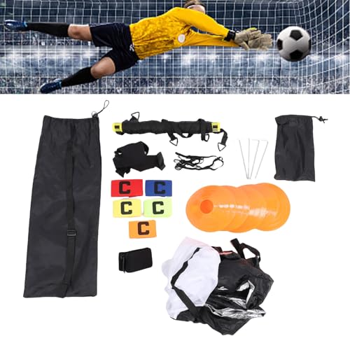 Football Speed Agility Training Equipment, Training Set with Agility Ladder, 5 Disc Cones, Resistance Parachute, 5 Wrist Guard, for Kids Teens