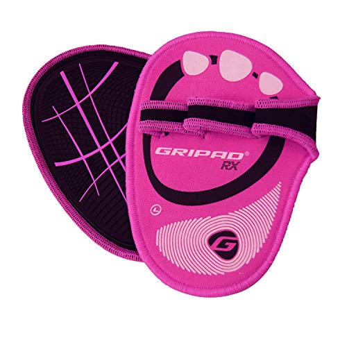 Gripad RX Lifting Grips | The Most Durable Grip Pads Yet | The Alternative to Weight Lifting Gloves, Gym Workouts, WOD, Weightlifting | Neoprene Hand Grips | Flexible Rubber Palm - color: Black / Pink