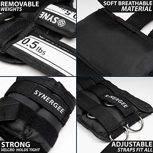 Synergee Comfort Fit Adjustable Ankle/Wrist Weights (Set of 2). Available in 5lb, 10lb & 20lbs. One Size Fits All. - color: a) 5 lbs - 2.5 lbs per side