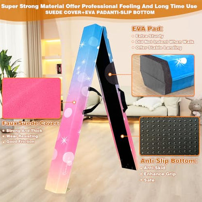 MARFULA 6 FT / 8 FT / 9 FT Folding Gymnastics Beam Foam Balance Floor Beam - Extra Firm - Suede Cover - Anti Slip Bottom with Carry Bag for Kids/Adults Home Use