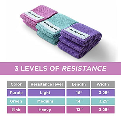 Resistance Non Slip Fabric Booty Bands Set of 3 for Legs and Butt Workouts. - Durable Booty Bands for Women - Resistance Loops for Men - Multi-Purpose Fitness Bands for Glute, Thigh and Legs