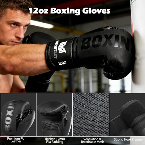 Mesetast Punching Bag for Adults, 4ft Heavy Boxing Bag Set with 12 OZ Gloves for MMA Karate Kickboxing Boxing - Unfilled - color: 3.White