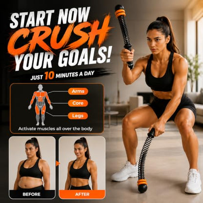 Ropeless Battle Ropes Adjustable Weighted Cordless Battle Rope Sticks for Home Gym, Portable Full Body Workout Equipment for Cardio & Strength Training, Includes Wrist Straps & Carry Bag