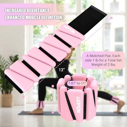 Wrist Ankle Weights for Women, Soft Silicone Wrist Weights Set of 2 for Walking, Pilates, Yoga, Barre & Strength Training, Weighted Bangles with Secure Non-Slip Fit for Arm & Leg Workouts, 2 lb / 4 lb