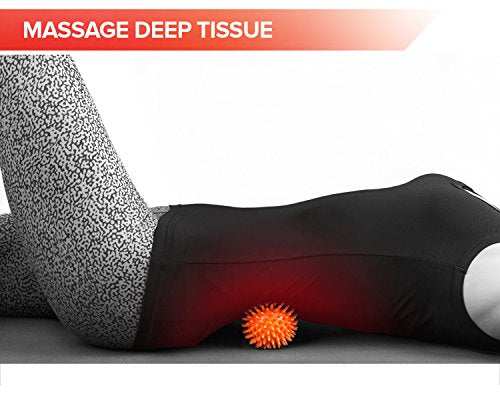 Spiky Massage Balls for Feet, Back, Hands, Muscles - Firm, Medium and Soft Spiked Massager Rollers for Plantar Fasciitis, Exercise, Neuro-Balance, Physical Therapy, 3-inch
