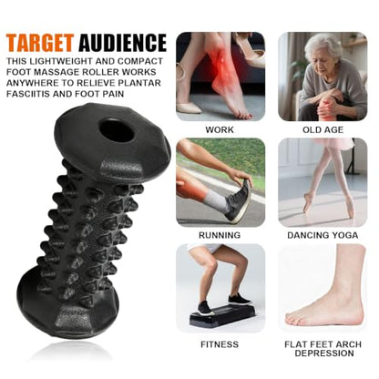 Foot Massager Roller for Plantar Fasciitis, Arch Heel Pain Relief - color: Black