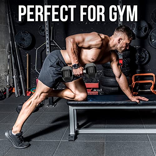 Iron Crush Hex Dumbbells - Heavy Duty PVC Coated Weights, Chrome-Plated Knurled Handles - Workout, Exercise, Lifting, Body Building Home Gym Training Gear - 3 Lb to 50Lb Options - Sold in Pairs - color: 10LB, PAIR