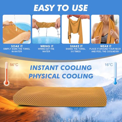 Cooling Towels (47"x12") for Neck and Face, Ice Towel for Hot Weather, Soft Breathable Chilly Gym Towels, Microfiber Towel for Work Out, Yoga, Running, Camping & More Activities（Orange）