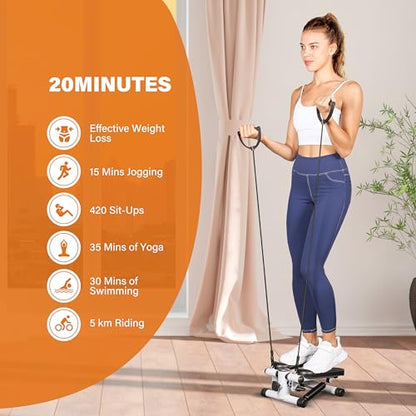 YSSOA Mini Stepper with Resistance Band, Stair Stepping Fitness Exercise Home Workout Equipment for Full Body Workout