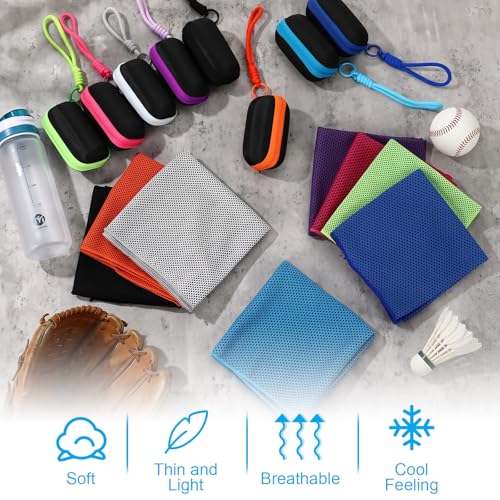 Peryiter 20 Pack Cooling Towels with Cylinder EVA Carry Cases Cooling Towel - size: 35 x 12 Inch, style: Cylinder Eva