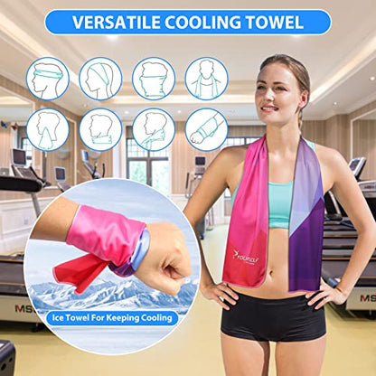 Cooling Towel, Cooling Towels for Neck,40" x 12"Ice Towel for Instant Cooling Relief, Soft Breathable Chilly Towel, Perfect Yoga, Golf, Sports(Geo) - color: Mix2