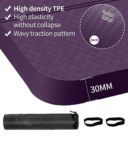 nuveti Large Exercise Mat - 15mm/20mm/30mm Thick Yoga Mat | Workout Mat for Fitness, Yoga, Pilates, Stretching & Floor Exercises for Women & Men with Free Carrying Bag