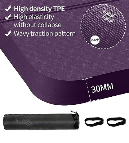 nuveti Large Exercise Mat - 15mm/20mm/30mm Thick Yoga Mat | Workout Mat for Fitness, Yoga, Pilates, Stretching & Floor Exercises for Women & Men with Free Carrying Bag