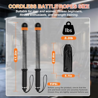 Weighted Cordless Battle Ropes - Adjustable Resistance and Portable Ropeless Battle Ropes with Non Slip Handle - Low-Noise Exercise Rope for Instant Effective Workouts Anytime (Pink)