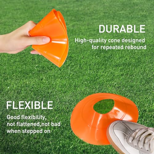 CasaCulina 25 Pack Soccer Training Cones, Agility Disc Sports Cones with Carry Bag and Holder, Plastic Football Cones for Drills, Sports Training, Basketball, Coaching, Practice Equipment, 5 Color