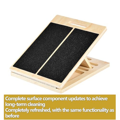 Non-Slip Sandpaper Board Fit Slant Board for Calf-Stretching, Wooden Incline Wedge Stretcher, Balance Block Replacement - size: 12.6×5.5