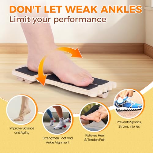 Ankle Strengthener & Ankle Balance Board, Used For Sprain Physical Rehabilitation and Relief of Plantar Fasciitis, Axis Board Pro - Includes Exercise Guide