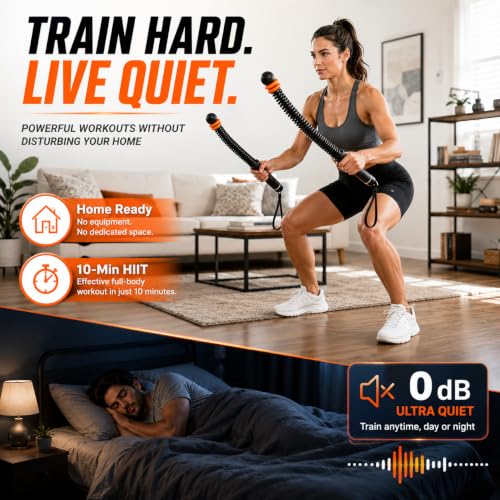 Ropeless Battle Ropes Adjustable Weighted Cordless Battle Rope Sticks for Home Gym, Portable Full Body Workout Equipment for Cardio & Strength Training, Includes Wrist Straps & Carry Bag