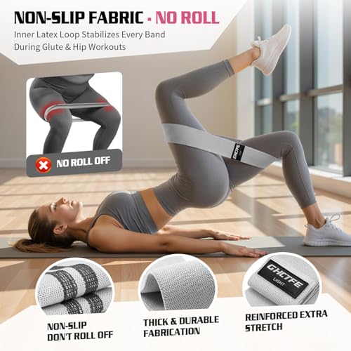 15PCS Fabric Resistance Bands for PT& Yoga Class, Athletes Training, Home Gym Exercise, Non-Slip Booty Bands Bulk Set for Glute, Leg Bands for Women, 3 Resistance Levels with Carry Bag