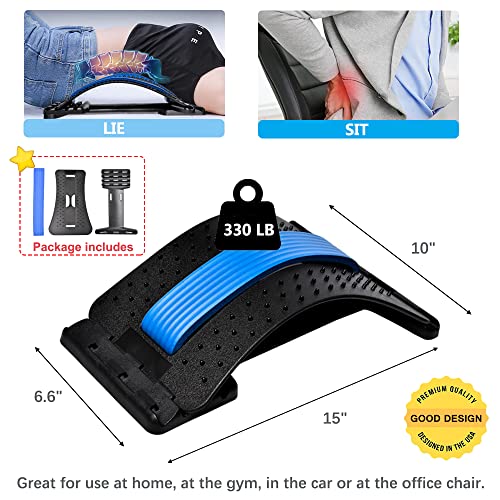 JUMPOW Back Stretcher for Lower Back Pain Relief, 4 Level Adjustable Lumbar Back Cracker Board for Scoliosis, Spine Decompression, Sciatica
